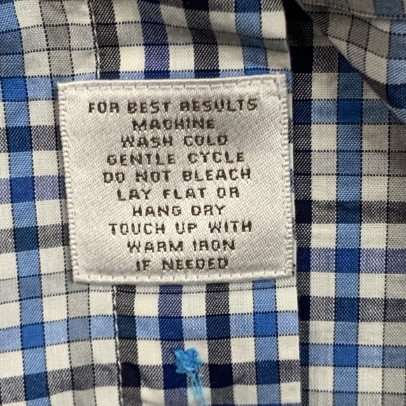 Peter Millar Shirt Mens Medium Blue White Check Plaid Button Down Long Sleeve - Picture 5 of 8